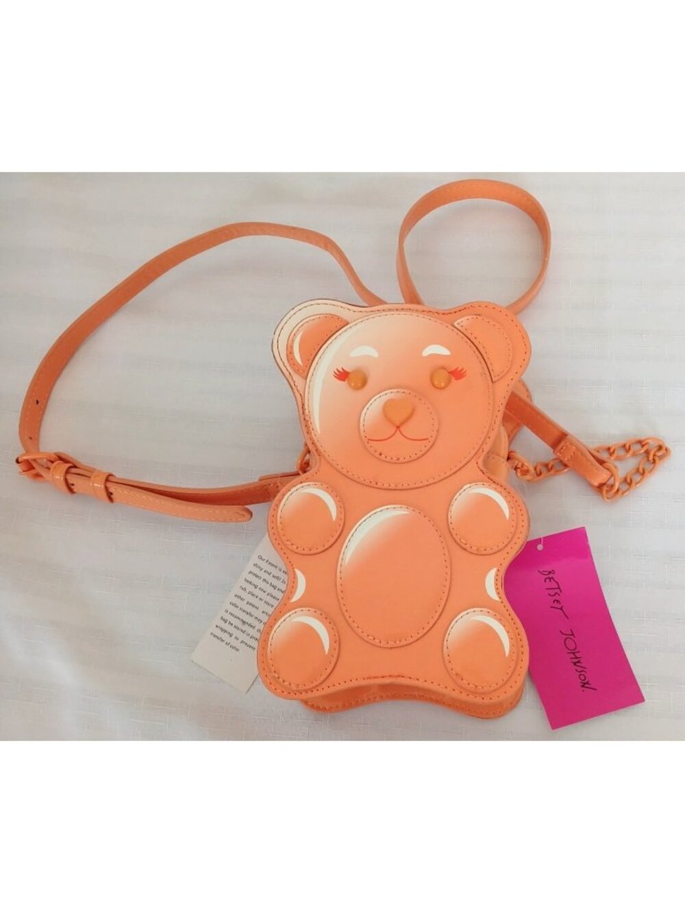 Betsy Johnson Teddy Gummy Bear Novelty Crossbody Bag Peach Orange XO Candy NWT